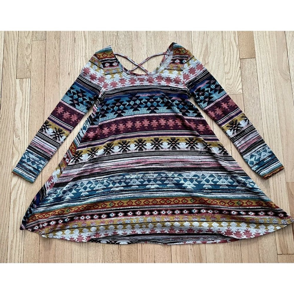 Bailey Blue White Aztec Summer Dress Size S